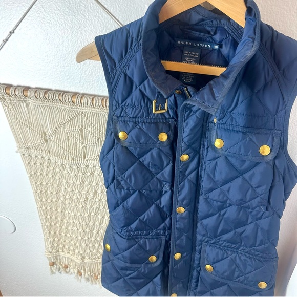 Ralph Lauren Polo Sport Preppy Prep Y2K Quilted Navy Blue Fisherman Vest Medium - Picture 3 of 7